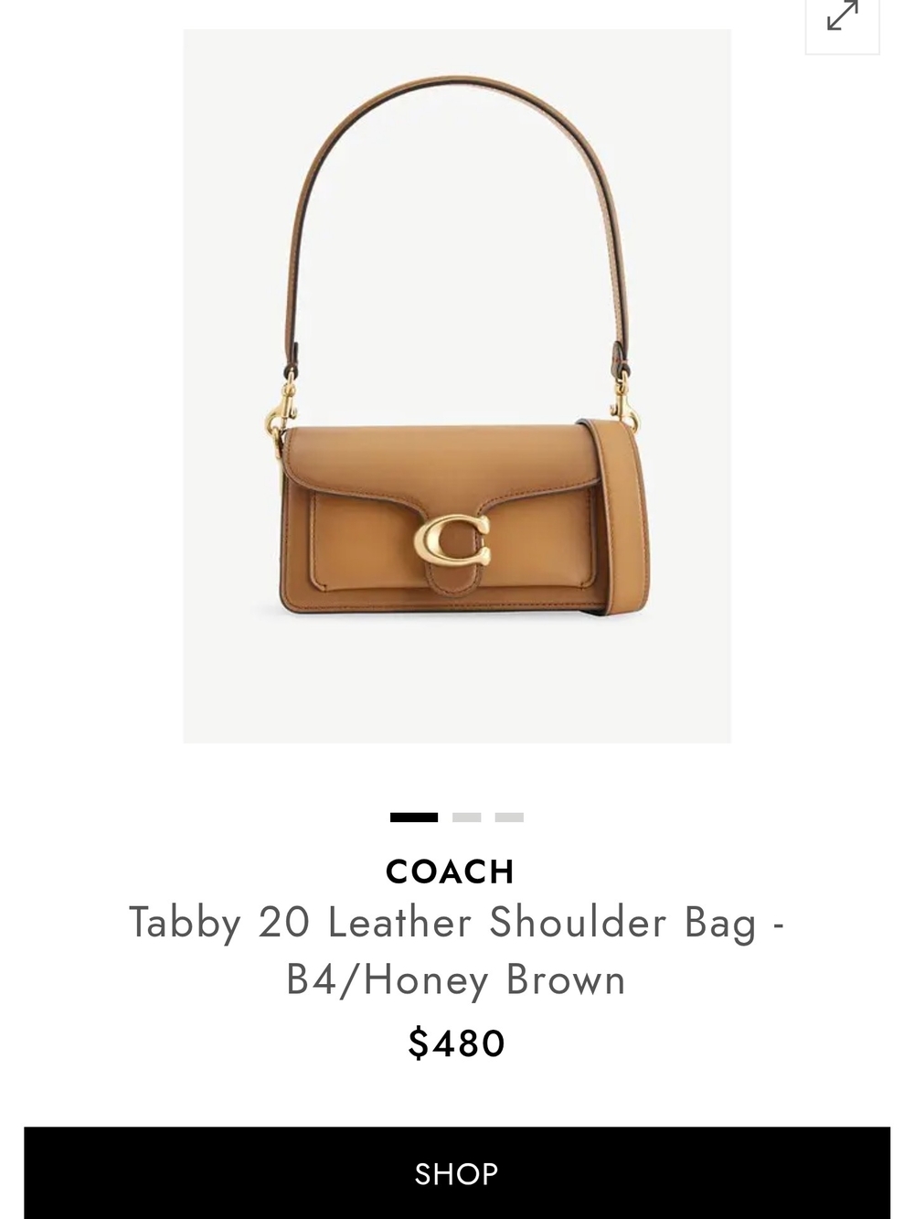 COACH Tabby 26 Leather Shoulder Bag in Honey Brown with Gold Hardware - Picture 13 of 13
